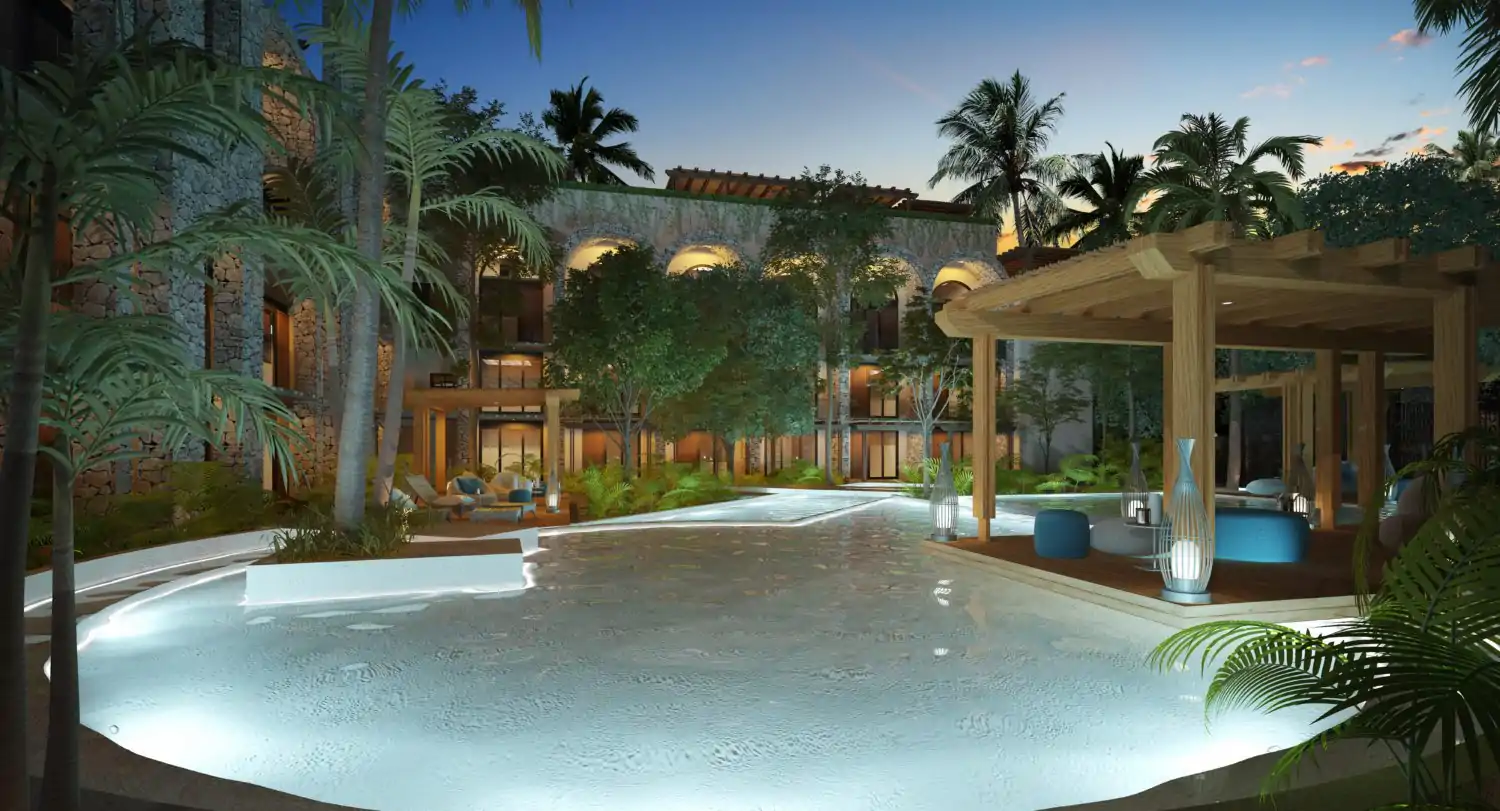 Alberca Área común Casa de Piedra (Playacar)